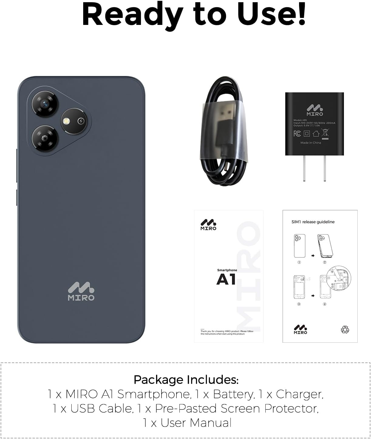 MIRO 4G Cell Phone - New Android 14 Go Edition Smartphone, 6" Display, 2GB+32GB (256GB Expandable), 3000mAh Battery, 5MP+2MP Camera, Dual SIM, 3.5mm Headphone Jack(Blue) - Image 7